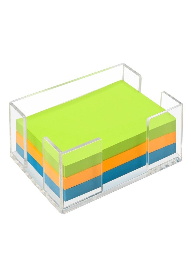 Yncotte Acrylic Sticky Note Holder, 4x6 Inch Clear Dual Notepad Holder Dispenser with Triple Openings Non-Slip Rubber, Sticky Note Dispenser Memo Holder Case for Desk Office School Supplies(No Pads) - Image 1
