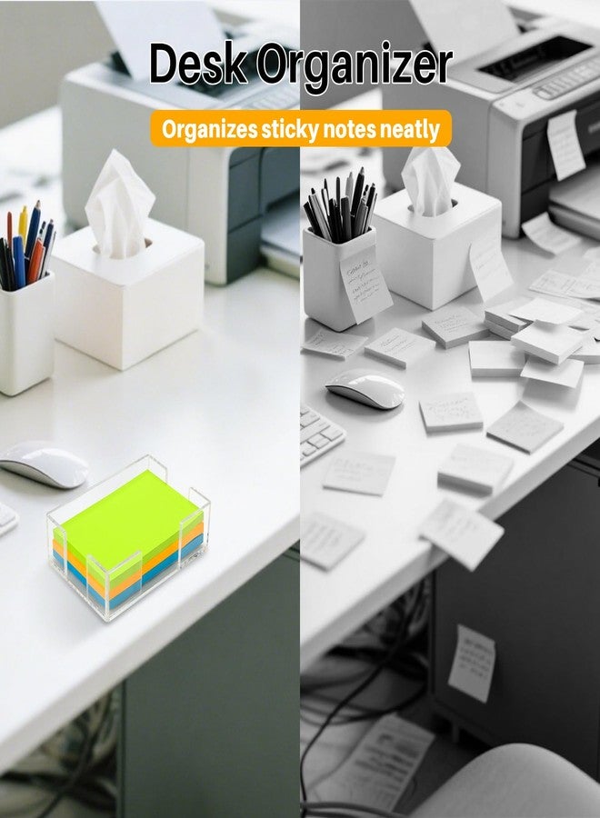 Yncotte Acrylic Sticky Note Holder, 4x6 Inch Clear Dual Notepad Holder Dispenser with Triple Openings Non-Slip Rubber, Sticky Note Dispenser Memo Holder Case for Desk Office School Supplies(No Pads) - Image 5