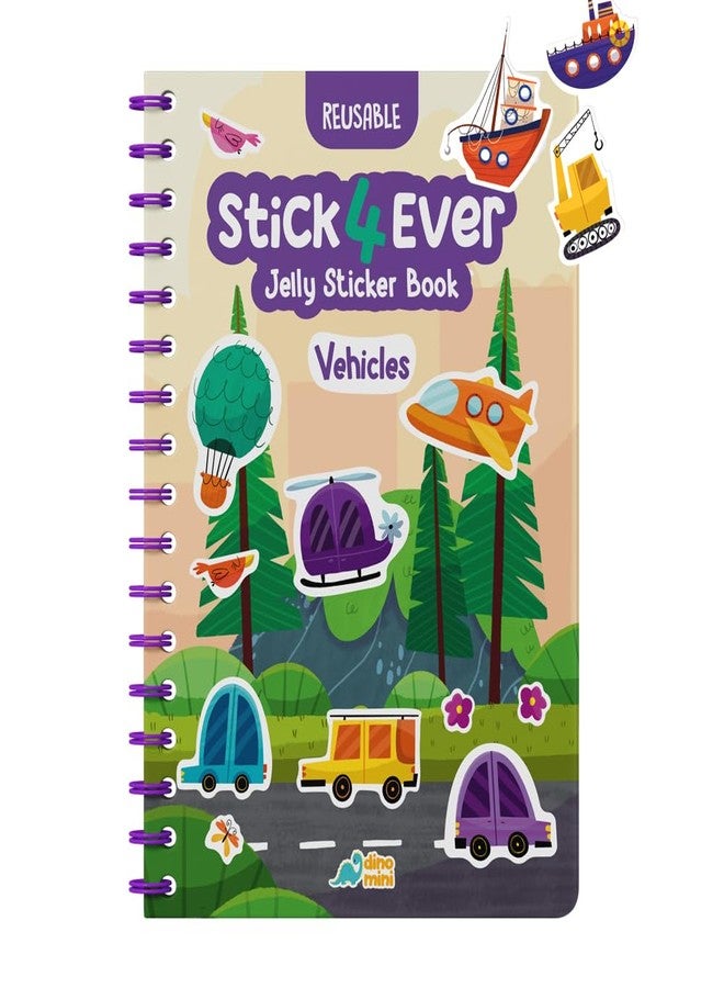 DINO MINI Stick4Ever Jelly Sticker Book - for Kids - Waterproof, Easy to Clean Jelly Stickers - Busy Book for Toddlers with 50 Pcs of Jelly Stickers (Vehicles) - Image 1
