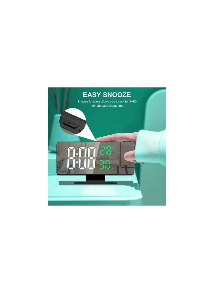 Generic - Digital Alarm Clock, LED Display, With 180 Degree Projector, GreenLight - Image 1