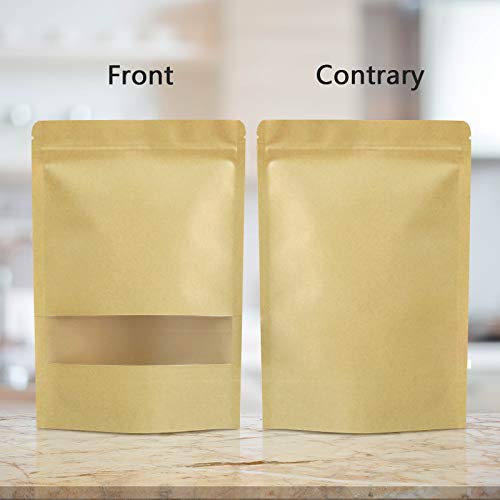 FireKylin 100 Pcs Paper Bags Resealable bags 3.5" x 5.5" Zipper Food Storage Bags, Stand Up, with Matte Window, Reusable, Sealable, for Packaging Products - Image 3