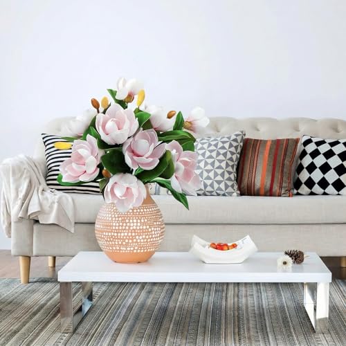 Decor & More 2 PCS Artificial Flowers Bunch - Silk Magnolia Bouquet Long Stem for Vase | Artificial Flower for Decoration | Long Artificial Flowers for Big Vase, Home & Wedding Decor (Without Pot) - Image 4