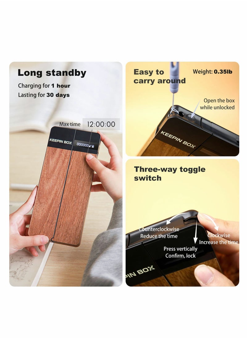 KASTWAVE - Cell Phone Lock Box with Timer, Portable Timed Lock Box for iPhone and Android Phone, Help to Be Self-Discipline and Focus to Achieve Goals, Prevent Phone Addiction  (Single Screen, Black) - Image 1