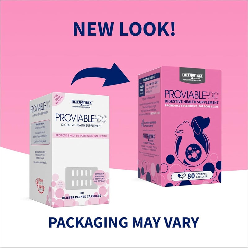 Nutramax Laboratories Nutramax Proviable-DC Digestive Health Supplement for Dogs and Cats - 80 Sprinkle Capsules with Probiotics and Prebiotics - Image 2