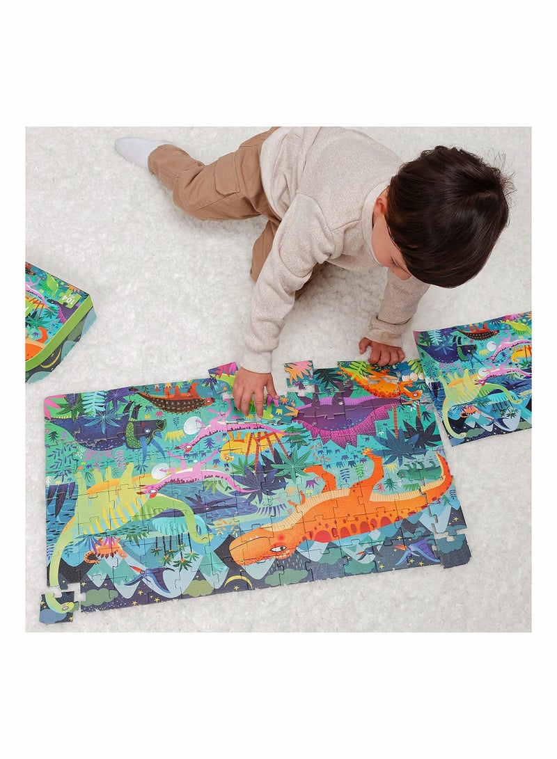 KASTWAVE 27.5" X 15.7" Puzzles for Kids Ages 4-8, Preschool Learning & Education Toys, Jigsaw Puzzles for Kids Ages 6-10, Toddler Puzzles Floor Puzzle Games with Storage Box (Dinosaur Age Puzzle)  - Image 2