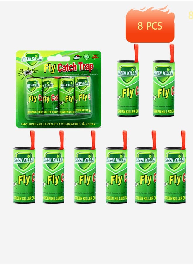 GREEN KILLER 8-pack sticky fly ribbon fly traps, kitchen fruit fly traps, indoor fly paper strips  - Image 1
