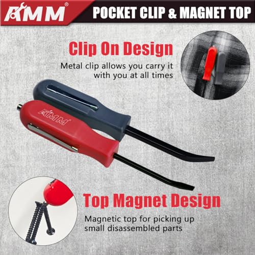 AMM 2 PCS Pocket Pry Bar Set, Mini Pry Bar with Magnet Top and Pocket Clip, 4.5" Small Pry Bar for Home Office, Car Repair Gadgets, Electronics and Mechanics Repair - Image 3