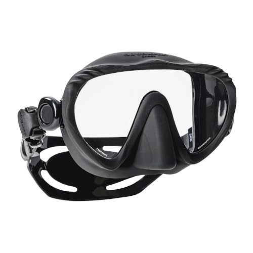 SCUBAPRO Ghost Scuba Dive Mask LowVolume Frameless Design wUltra Clear Single Lens Silicone Skirt and EasyAdjust Strap Buckles Black - Image 1