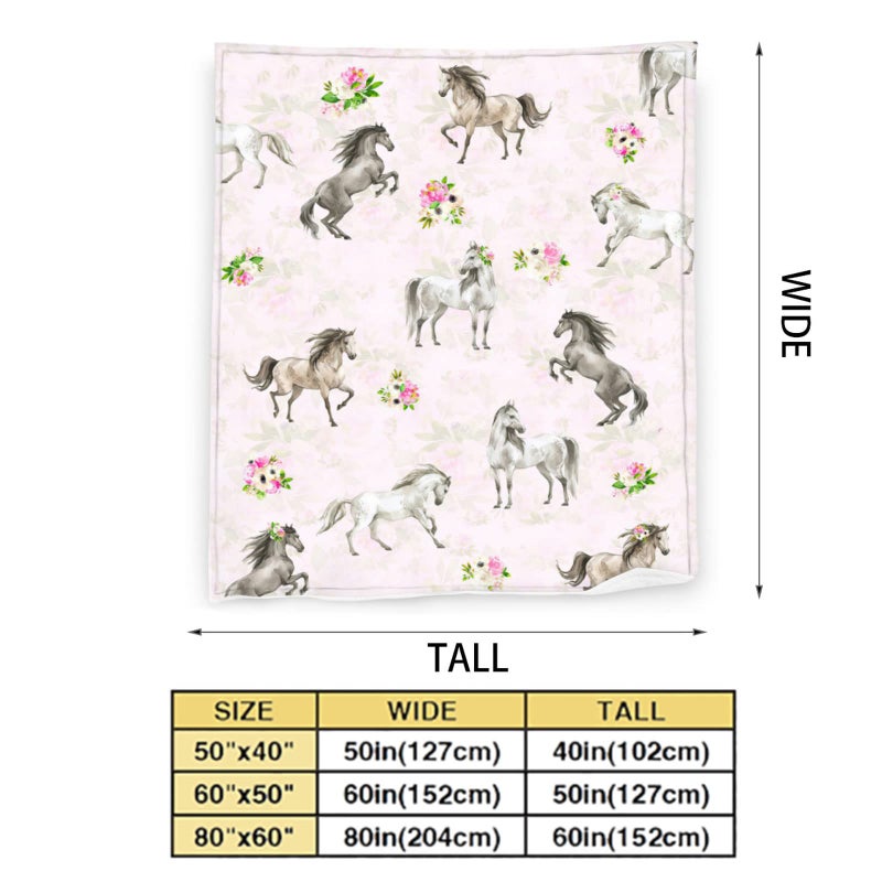 exroozy Horse Blanket Gifts for Girls Women Western Horses Flowers Fleece Flannel Throw Blankets Soft Lightweight Horse Plush Stuffed Animal Pink Throws for Horse Lovers Kids Adults Bed Sofa Decor 50""x40"" - Image 4