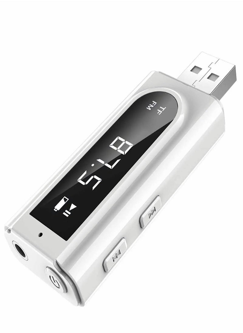 USB Bluetooth Transmitter Receiver with Screen, 3-in-1 Bluetooth 5.0 Adapter Support TF Card  FM Transmit,3.5mm Bluetooth - Image 1