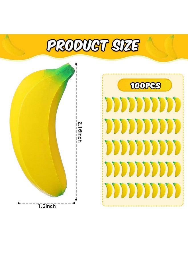Jerify 100 Pcs Banana Stress Toys Stretchy Banana Fidget Toys Realistic Stretchy Pu Foam Party Favors for Teens and Adults(2.36 Inches) - Image 2