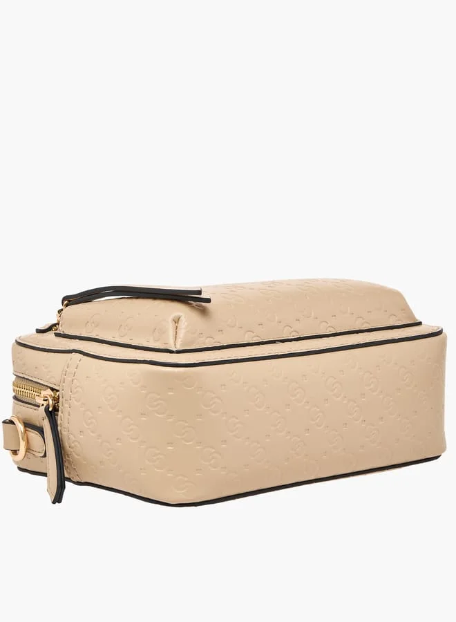 Celeste Women Monogram Embossed Crossbody Bag with Detachable Strap