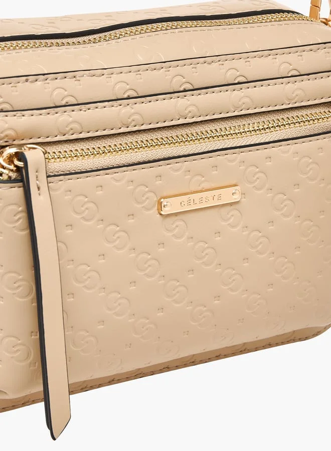 Celeste Women Monogram Embossed Crossbody Bag with Detachable Strap
