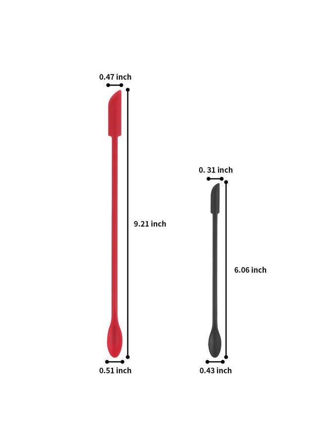 Cuttte Makeup Spatula, 2pcs Mini Spatula for Cosmetics Silicone Small Spatula, Reusable Beauty Spatula Tiny Spatula Thin Jar Spatula Scraper, Get Last of Makeup Out, for Lotion Foundation, Black Red - Image 2