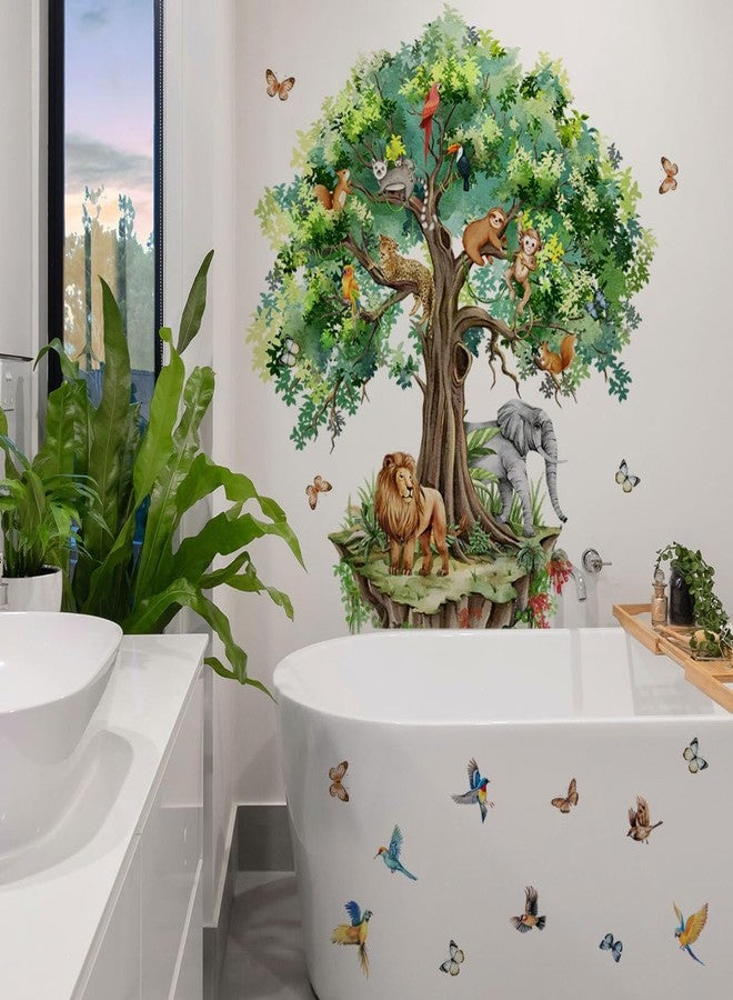 Mirabuy Suspended Tree Wall Decals Jungle Safari Animals Wall Decal Stickers for Kids Bedroom Playroom Nursary Classroom 51.57x48.03 inches - Image 5