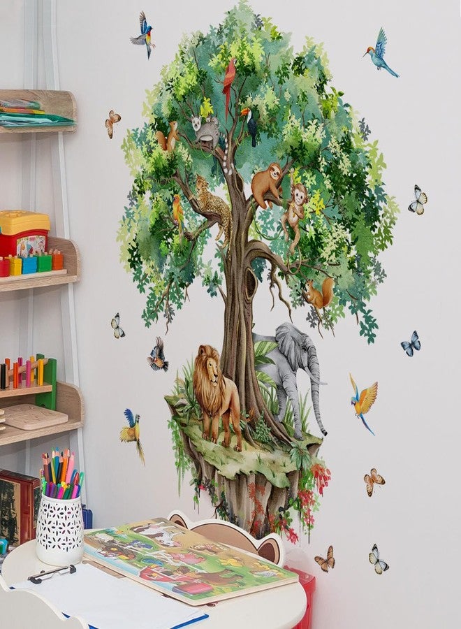 Mirabuy Suspended Tree Wall Decals Jungle Safari Animals Wall Decal Stickers for Kids Bedroom Playroom Nursary Classroom 51.57x48.03 inches - Image 3