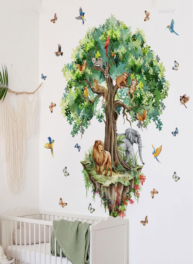 Mirabuy Suspended Tree Wall Decals Jungle Safari Animals Wall Decal Stickers for Kids Bedroom Playroom Nursary Classroom 51.57x48.03 inches - Image 4