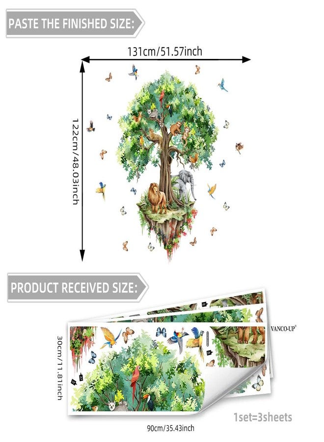 Mirabuy Suspended Tree Wall Decals Jungle Safari Animals Wall Decal Stickers for Kids Bedroom Playroom Nursary Classroom 51.57x48.03 inches - Image 2