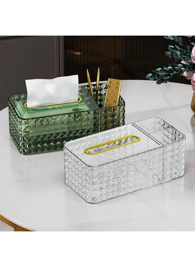 Transparent Geometric Tissue Box Holder With Remote Control Storage Modern Table Organizer - Image 2