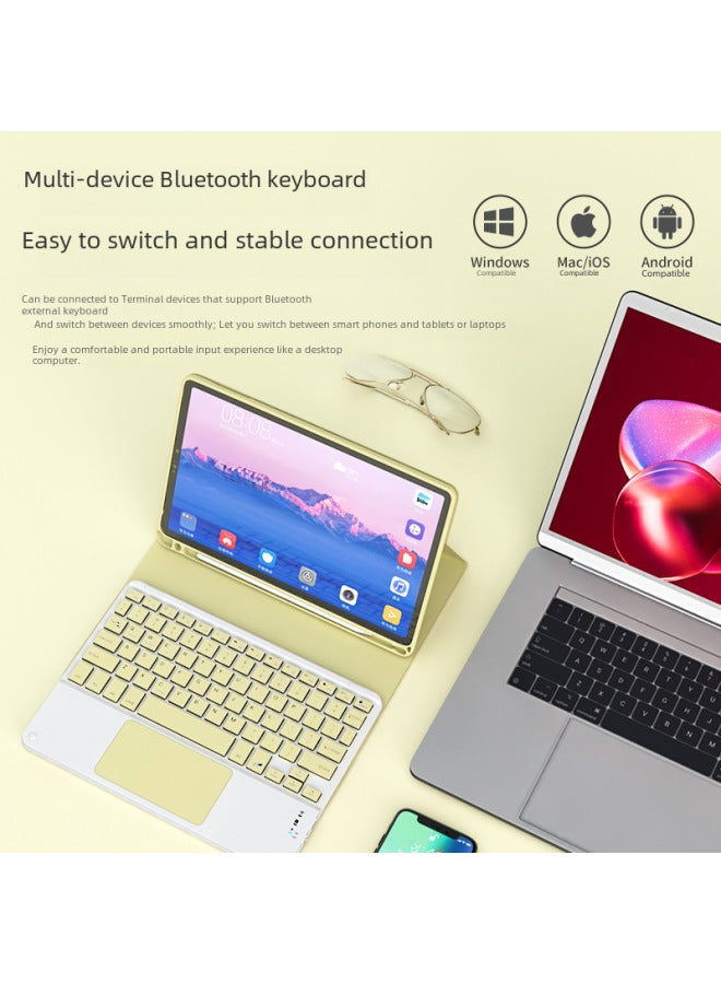 Touch Control Bluetooth Keyboard Suitable For Ipad Mobile Tablet Absorption Wireless Wonderful Control Touch Mouse Charging Set-Color:Charging Model-yellow-Product Type:Touch Bluetooth Keyboard + Dual-mode Mouse (comes With Charging Cable) - Image 3