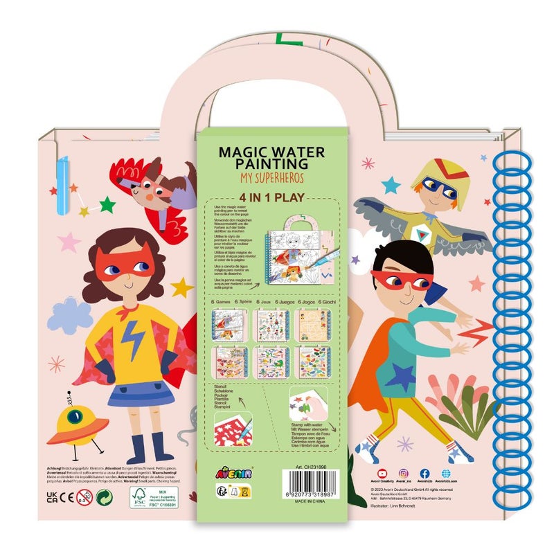 Avenir - Magic Water Painting, My Superheros Multicolour | Ideal for rainy days, indoor play, mess-free painting, travel and holidays |  Ideal for Ages 3+ - Image 2