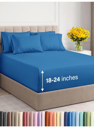 Extra Deep Queen Sheet Set - 6 Piece Breathable & Cooling Sheets - Hotel Luxury Bed Sheets Set - Easy & Secure Fit - Soft  Wrinkle Free & Comfy Sheets Set - Royal Blue Sheet Set w/Extra Deep Pockets - pzsku/Z3C87BEE8FD099296D7DCZ/45/1749649970/98008785-8d88-40d9-a253-fef2acff12aa