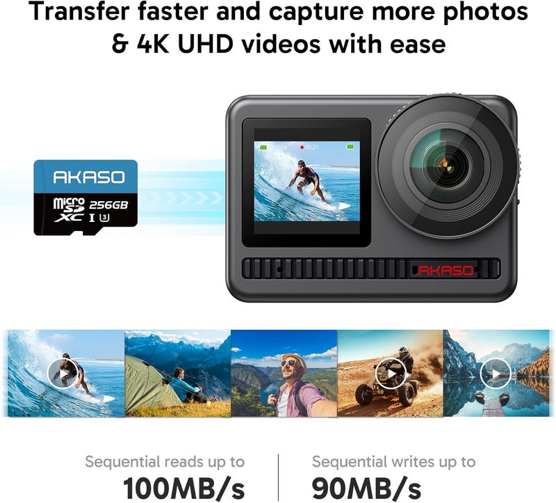 Akaso 256GB microSDXC U3 Memory Card - Up to 100MB/s, UHS-I C10, U3, Full HD, 4K UHD, MicroSD Card - Image 2