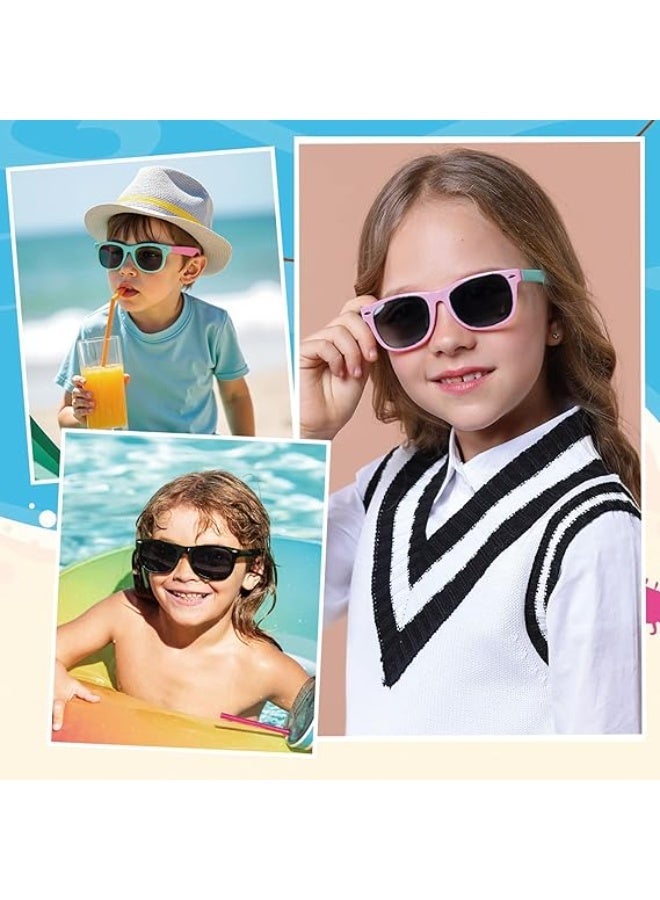 Kids Sunglasses, 4 Pairs Kids Polarized Sunglasses with UV Protection, Neon Party Eye Glasses, Color Matching Eye Glasses for Retro Style Party, Birthday Party Favors, Outdoor Travel - Image 4
