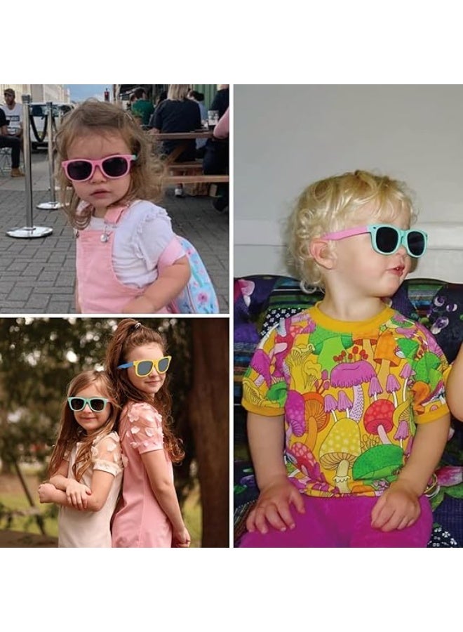 Kids Sunglasses, 4 Pairs Kids Polarized Sunglasses with UV Protection, Neon Party Eye Glasses, Color Matching Eye Glasses for Retro Style Party, Birthday Party Favors, Outdoor Travel - Image 5