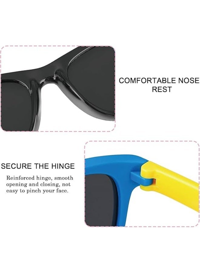 Kids Sunglasses, 4 Pairs Kids Polarized Sunglasses with UV Protection, Neon Party Eye Glasses, Color Matching Eye Glasses for Retro Style Party, Birthday Party Favors, Outdoor Travel - Image 3