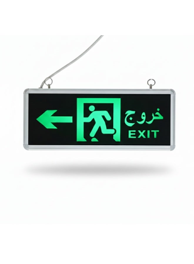 هيتكس مصباح إشارة مخرج الطوارئ LED من جيفكس - ضوء إخلاء طوارئ الحريق، يُثبت على الحائط/السقف، مزود ببطارية احتياطية مدمجة تدوم ساعتين، يعمل بجهد 220-240 فولت تيار متردد، مزود بمصابيح LED طويلة العمر (السهم الأيسر) - Image 1