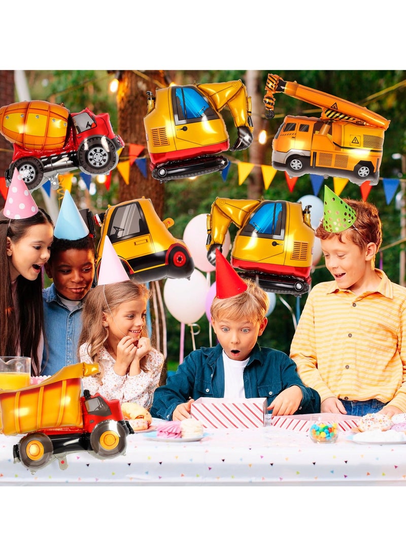 SYOSI 6 Pcs Construction Balloons Set, Large Vehicle Foil Balloons, Includes Excavator, Dump Truck, Forklift, Mixer, Crane for Kids' Construction Theme Party Decoration - Image 4