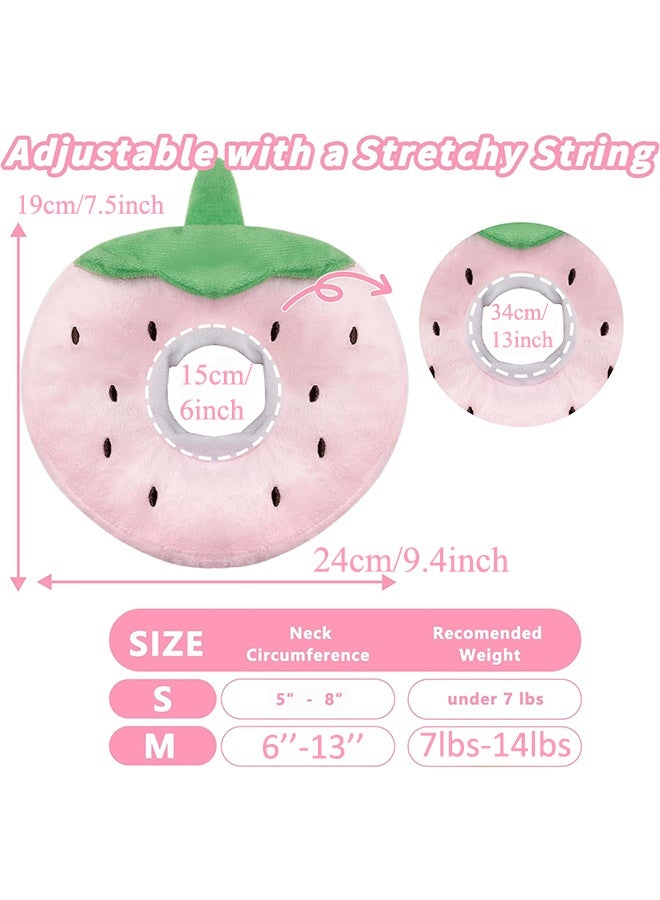طوق مخروطي ناعم للقطط، طوق تعافي لطيف للقطط مناسب للقطط الصغيرة والمتوسطة والكبيرة، طوق رقبة إليزابيثي للقطط بعد الجراحة (فراولة، متوسط) - Image 2