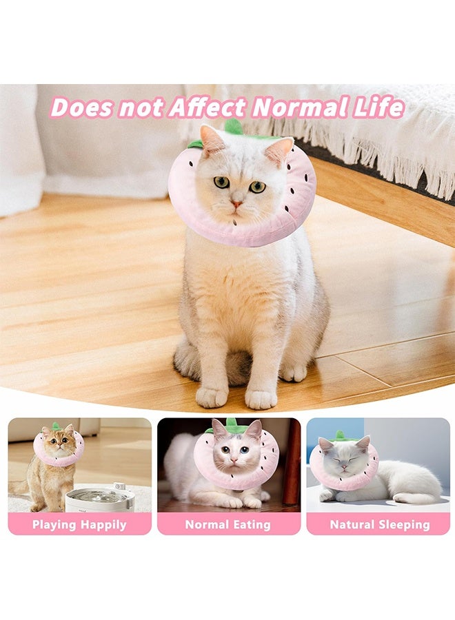 طوق مخروطي ناعم للقطط، طوق تعافي لطيف للقطط مناسب للقطط الصغيرة والمتوسطة والكبيرة، طوق رقبة إليزابيثي للقطط بعد الجراحة (فراولة، متوسط) - Image 5