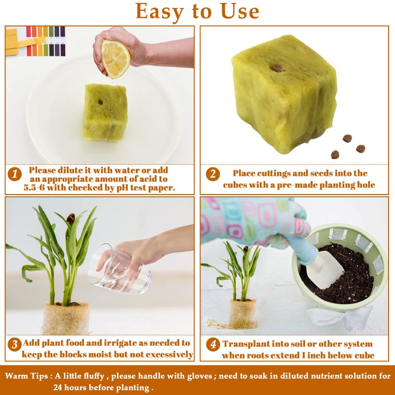 Legigo 1 Inch Rockwool Cubes Seed Starter Plugs for Hydroponics, RockWool Planting Grow Cubes for Hydroponic Tower Garden Soilless Cultivation Plants Germination Cutting Clone (4 Sheet, 200 Plugs) - Image 5