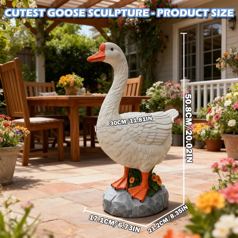 HISUMER Porch Goose Statue Cygnus Large White Porch Goose Big Resin Garden Lawn Yard 20 inches High Figurine Duck Decorative Figurine for Patio, Entryway Accent Indoor Outdoor Garden Gift - Image 2