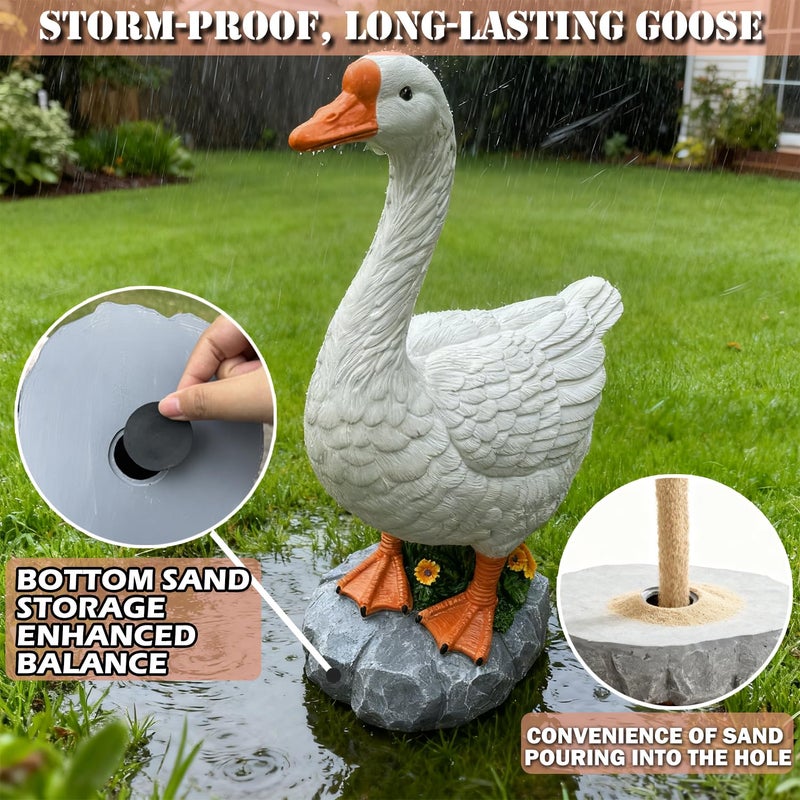 HISUMER Porch Goose Statue Cygnus Large White Porch Goose Big Resin Garden Lawn Yard 20 inches High Figurine Duck Decorative Figurine for Patio, Entryway Accent Indoor Outdoor Garden Gift - Image 5