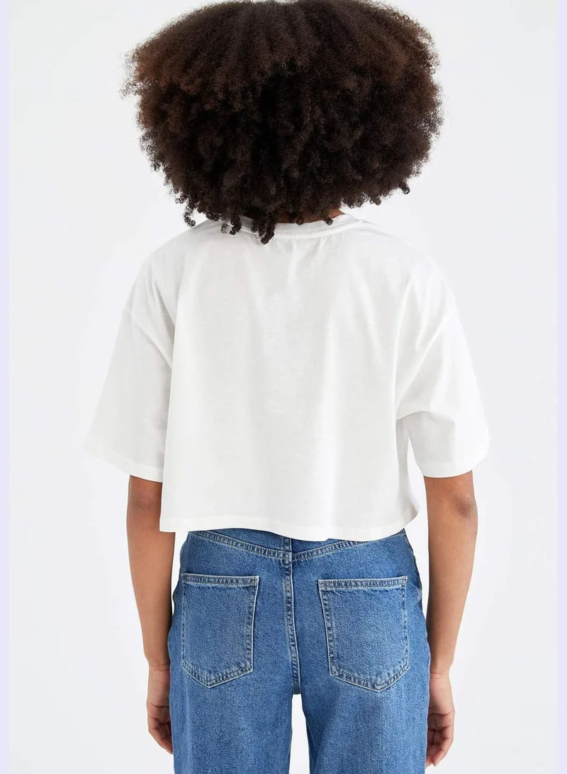 DeFacto Oversized Short Sleeve Yale University Print Crop Top