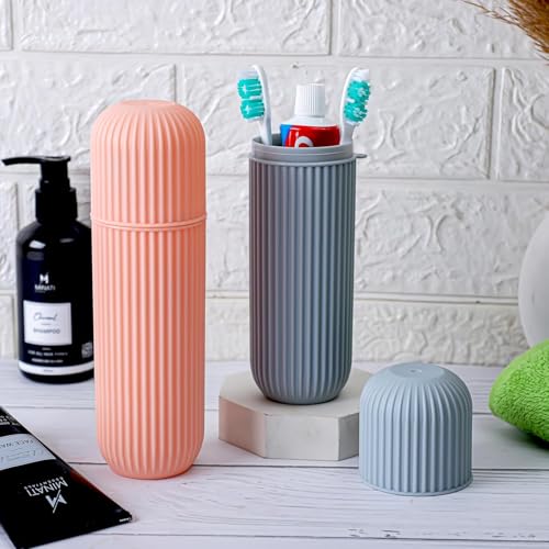 Xpandio 2 Pc Capsule Shape Travel Toothbrush Toothpaste Case Holder Portable Toothbrush Storage Plastic Toothbrush Holder Random Colour - Image 4
