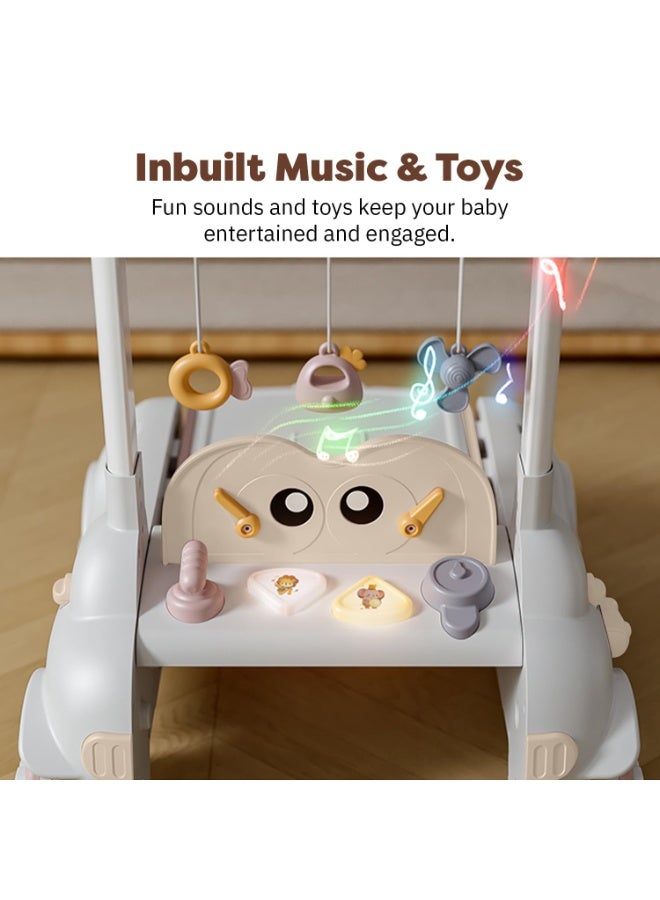 BAYBEE 4 in 1 Multifunctional Baby Ride On Car for Kids with Hanging Toys & Music, Rocker, Activity Walker, Storage Basket | Ride on Push Car for Kids | Baby Car Kids Car | Childrens Car for Kids Boys Girls White Beige - Image 5