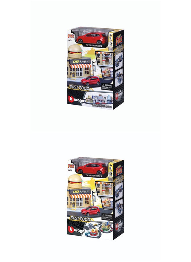 Bburago 1:43 Street Fire Bburago City Fast Food Incl. 1 Car Assorted Style May Vary  - Image 2