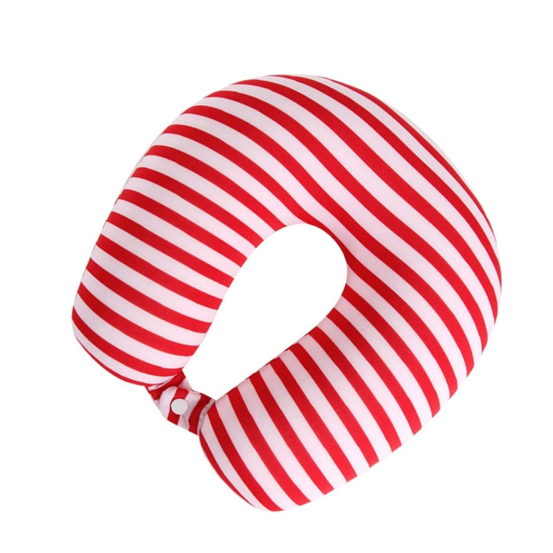 Soft Striped Travel Neck Pillow for Airplanes Cars Portable Comfort Neck Support - Image 2