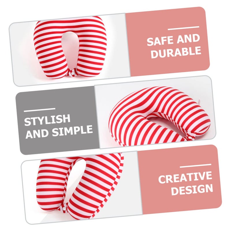 Soft Striped Travel Neck Pillow for Airplanes Cars Portable Comfort Neck Support - Image 4