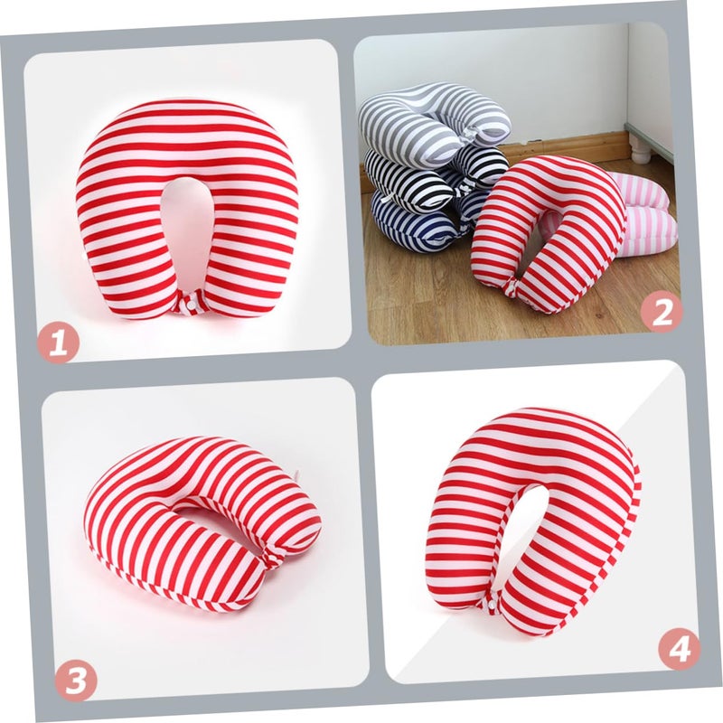 Soft Striped Travel Neck Pillow for Airplanes Cars Portable Comfort Neck Support - Image 5