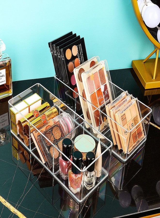 JessLab Acrylic Makeup Organizer, 3 Pack Stackable Cube Sections for Drawer, Vanity, Countertop, Bathroom, Kitchen and Cabinet Storage, 3 Compartment - Image 4