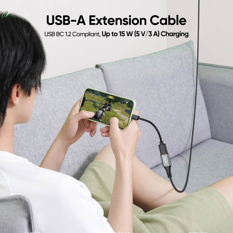 FEMORO USB Extension Cable 3ft Pack of 2, Type A 3.0 5Gbps Data Transfer & 15W Charging Sync Extender Male to Female for Mouse Keyboard TV Monitor Hub Charger Flash Drive Camera and More - Image 3