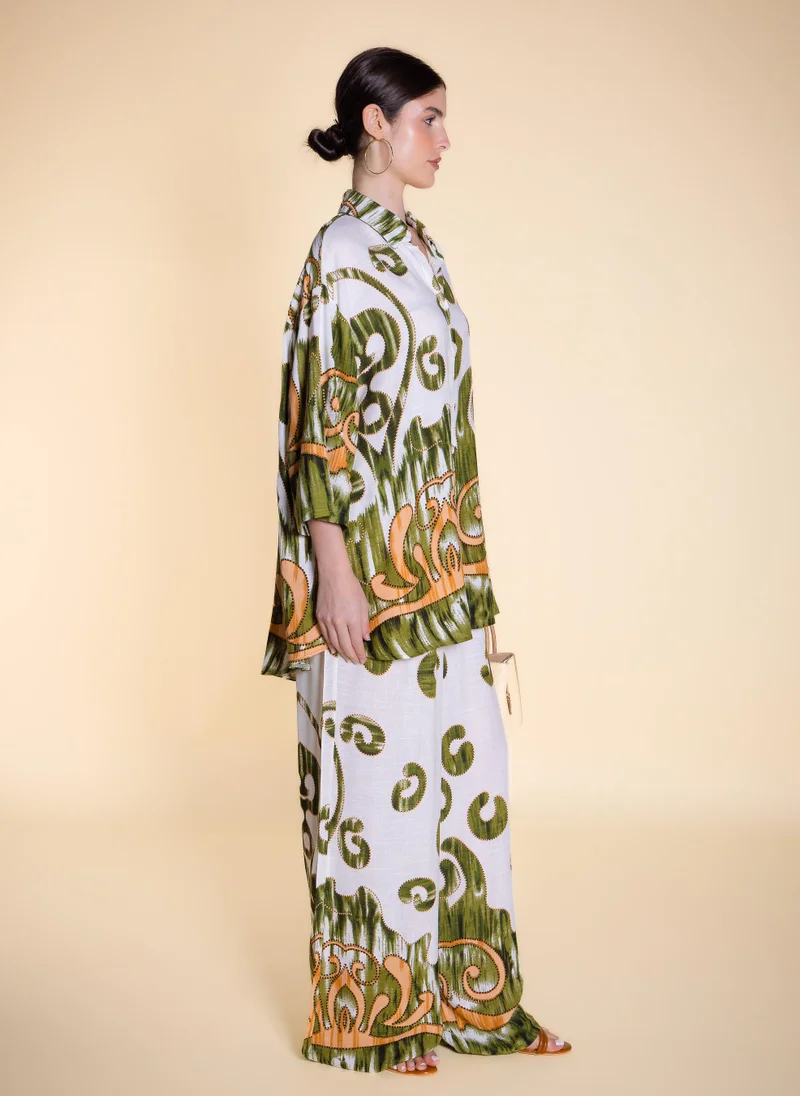 Shapes Green COMFORT PRINTED SHIRT SET for Women | Best Price UAE