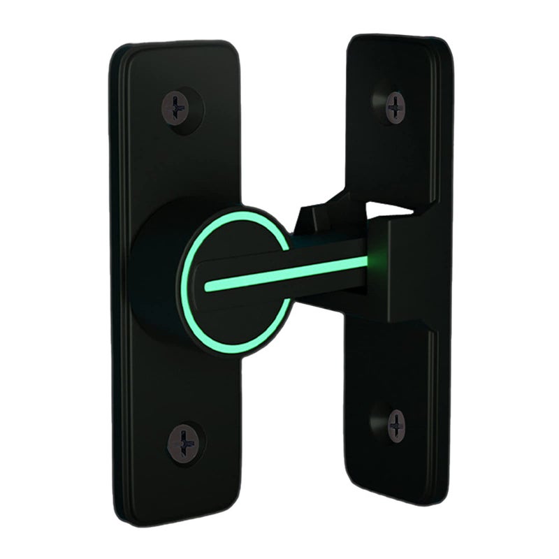 TIYPKE Barn Door Locks and Latches 90 Degree Luminous Black AntiTheft Sliding Door Lock Heavy Duty Gate Latch for Wooden Fence Garden Bathroom Outdoor Garage Window