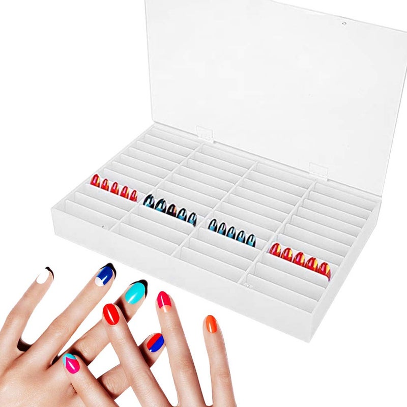 Nail Art Display Box Press On Nails Box 44 Dividers Fake Nail Art Organizer Holder for Nail Salon