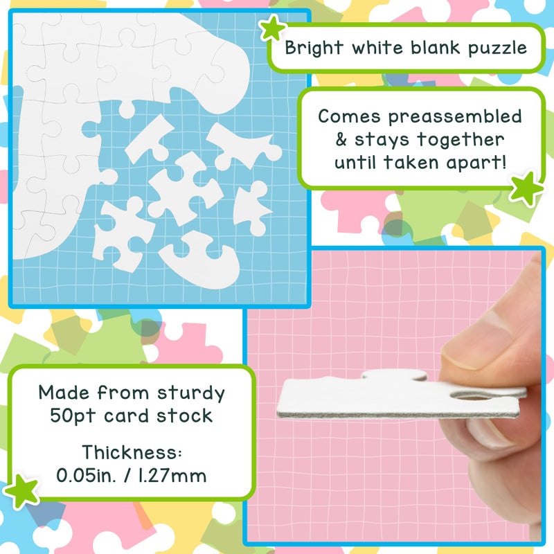 Hygloss Blank Puzzles with Person Shape - 8.5"" x 10.5"" - 100 Puzzles - Ideal for All-About-Me Activities - Write  Draw  and Decorate Your Own Jigsaw Puzzle (26 Puzzle Pieces per Puzzle) - Image 4